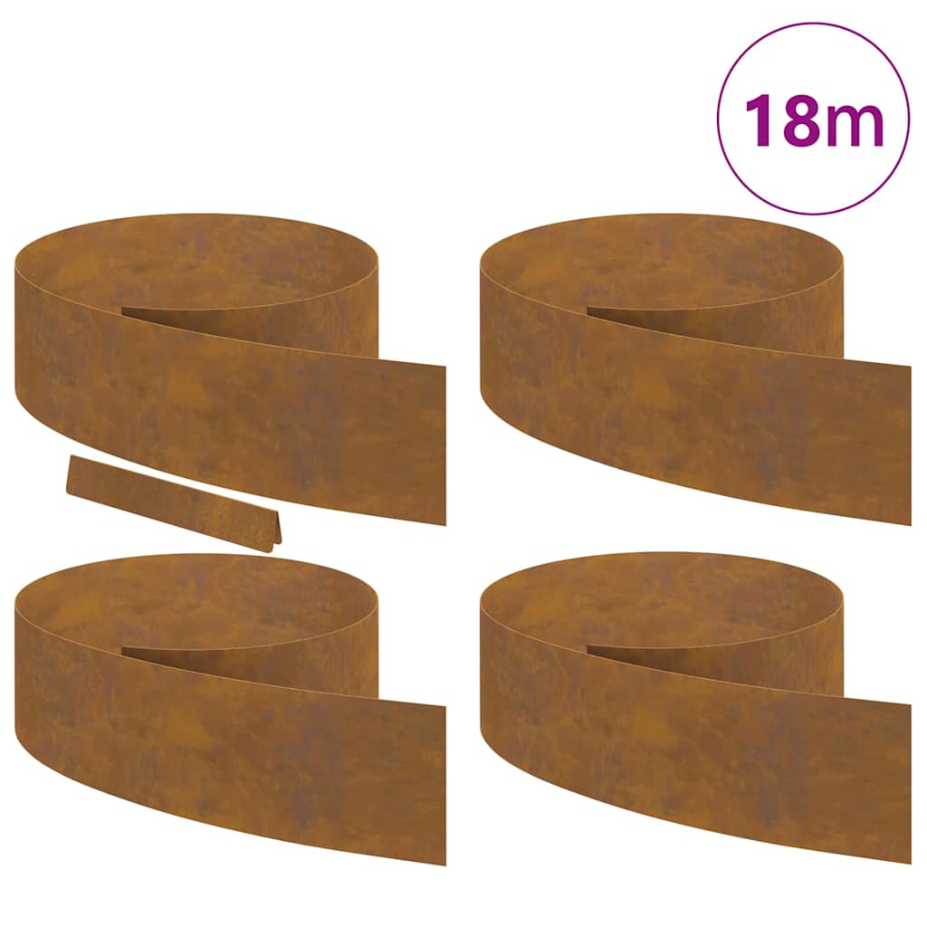 Rasenrand 4 pcs Rostig 450 x 20 cm Wetterfeststahl